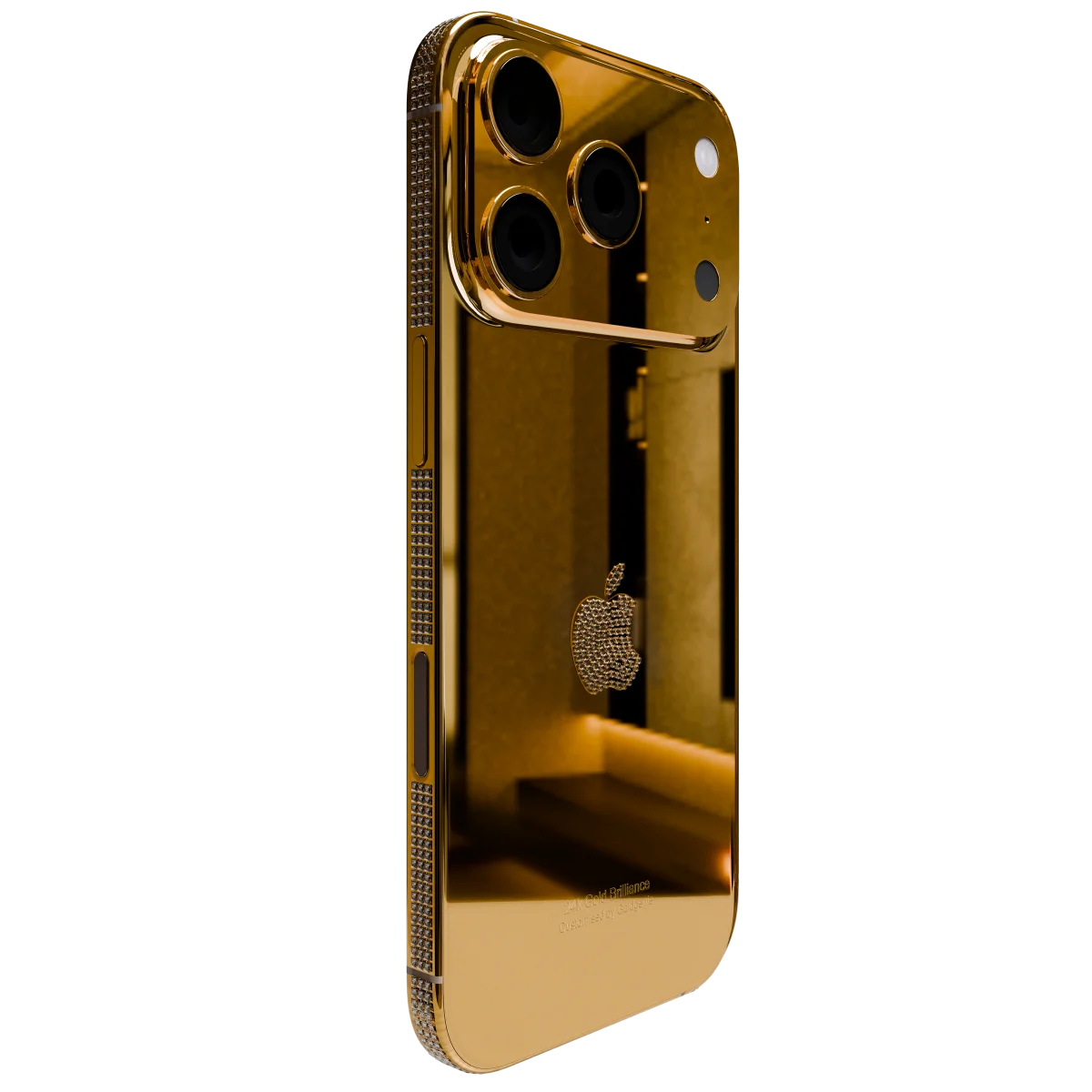 24K Gold iPhone 17 Pro & Pro Max with Diamond Bezel Logo — Goldgenie