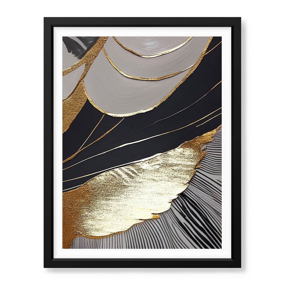 Black & Gold Abstract Design  Over White Background