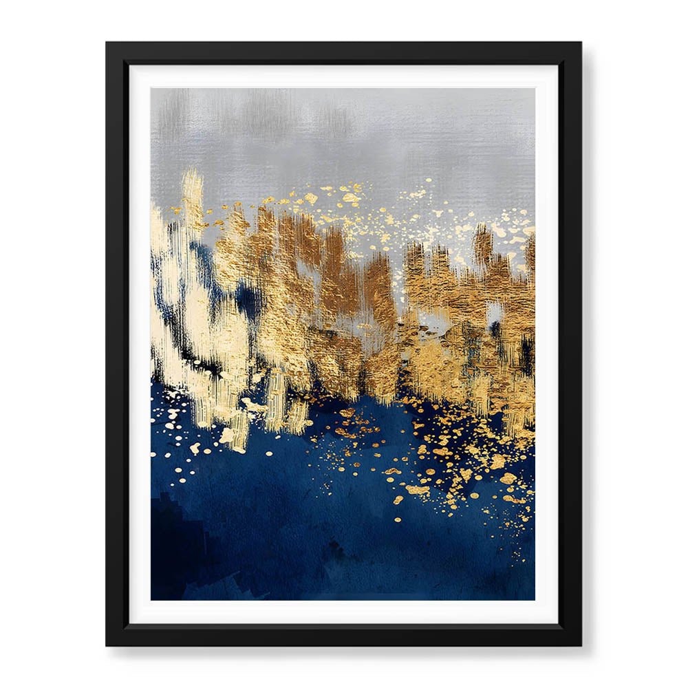 Blue Gold & Grey Abstract Art Design