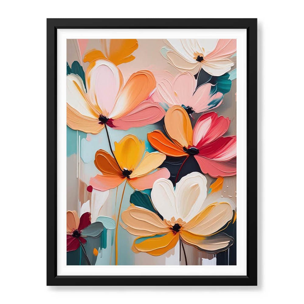Colorful Abstract Floral Design Over White Background