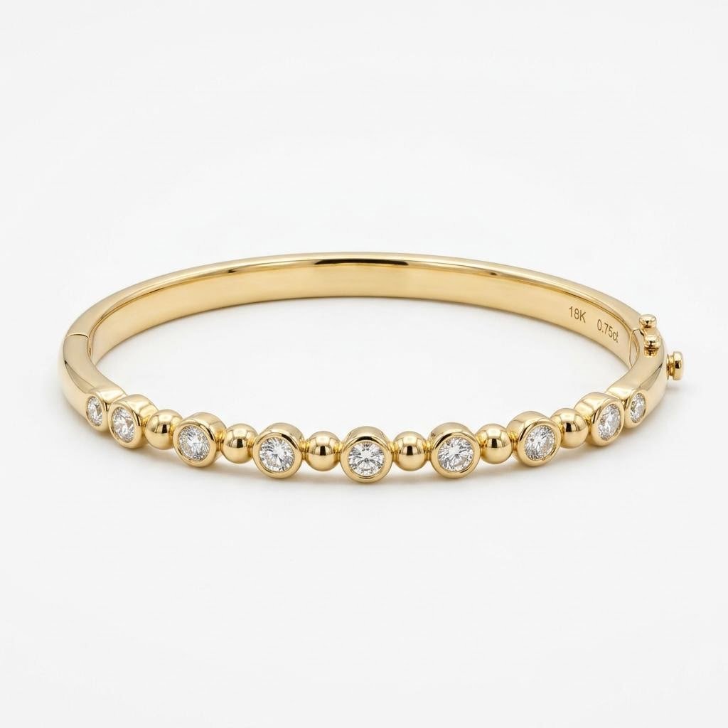 Diamond Beaded Oval Bangle