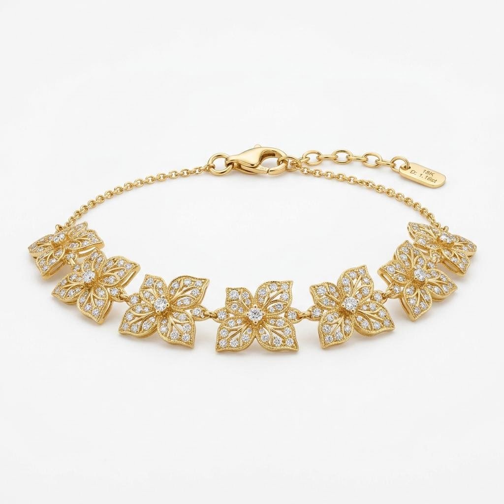 Diamond Bunchberry Silhouette Bracelet