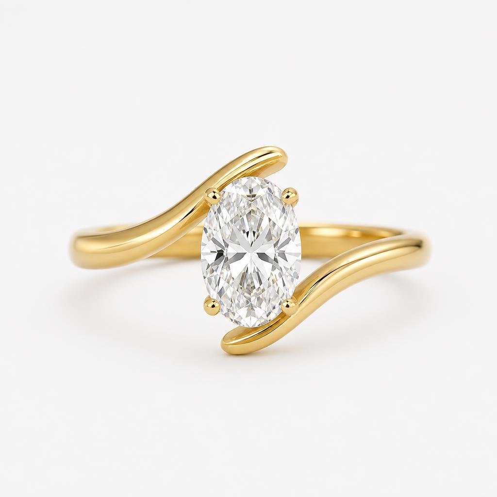Bypass Oval Solitaire Ring