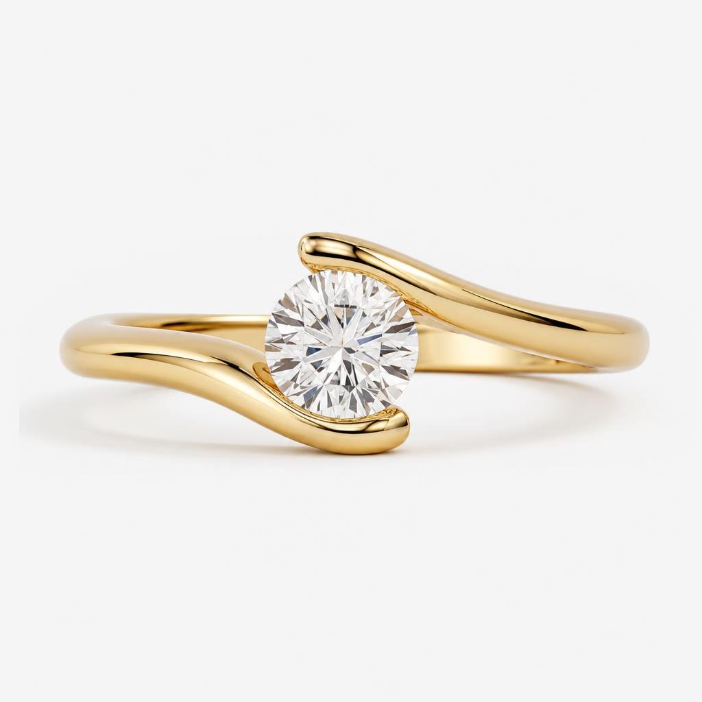 Bypass Round Solitaire Ring