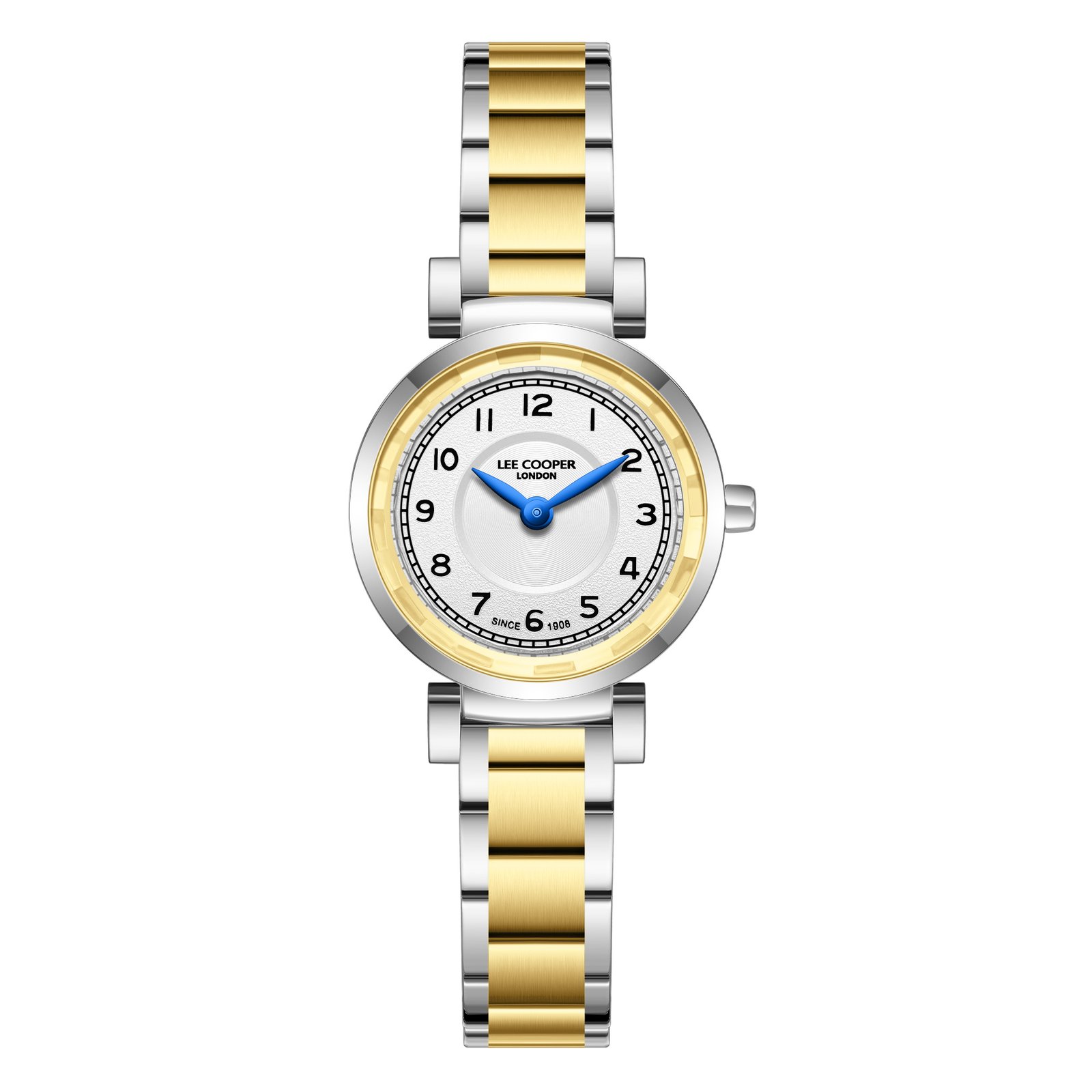 Lee Cooper Ladies 2H Fn Silver/Gold Case Silver/Gold Metal Band Silver Dial