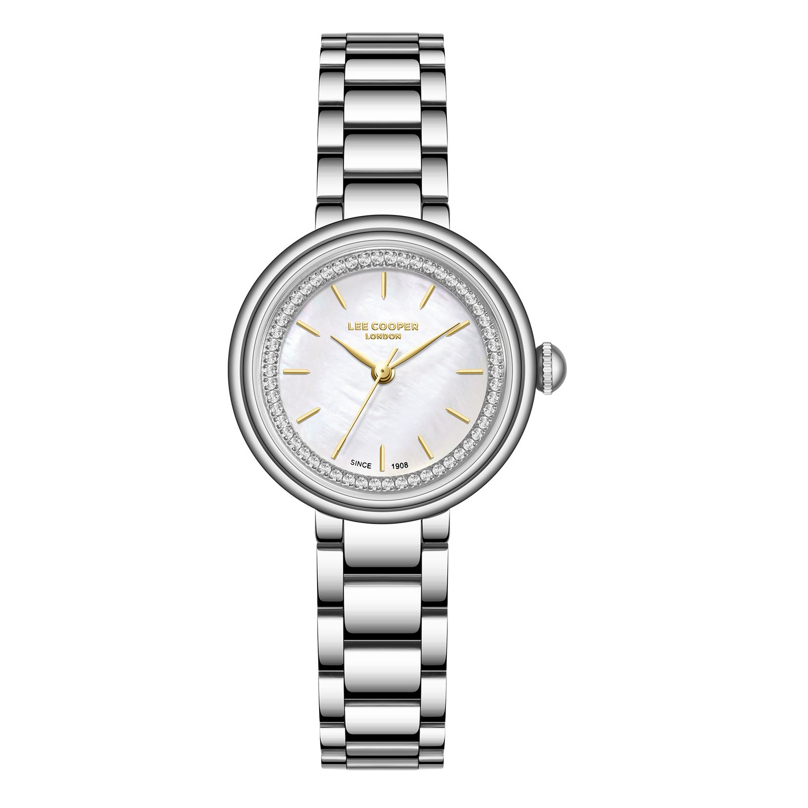 Lee Cooper Ladies 3H Fn Silver Case Silver Metal Band MOP Dial-LC08279.320