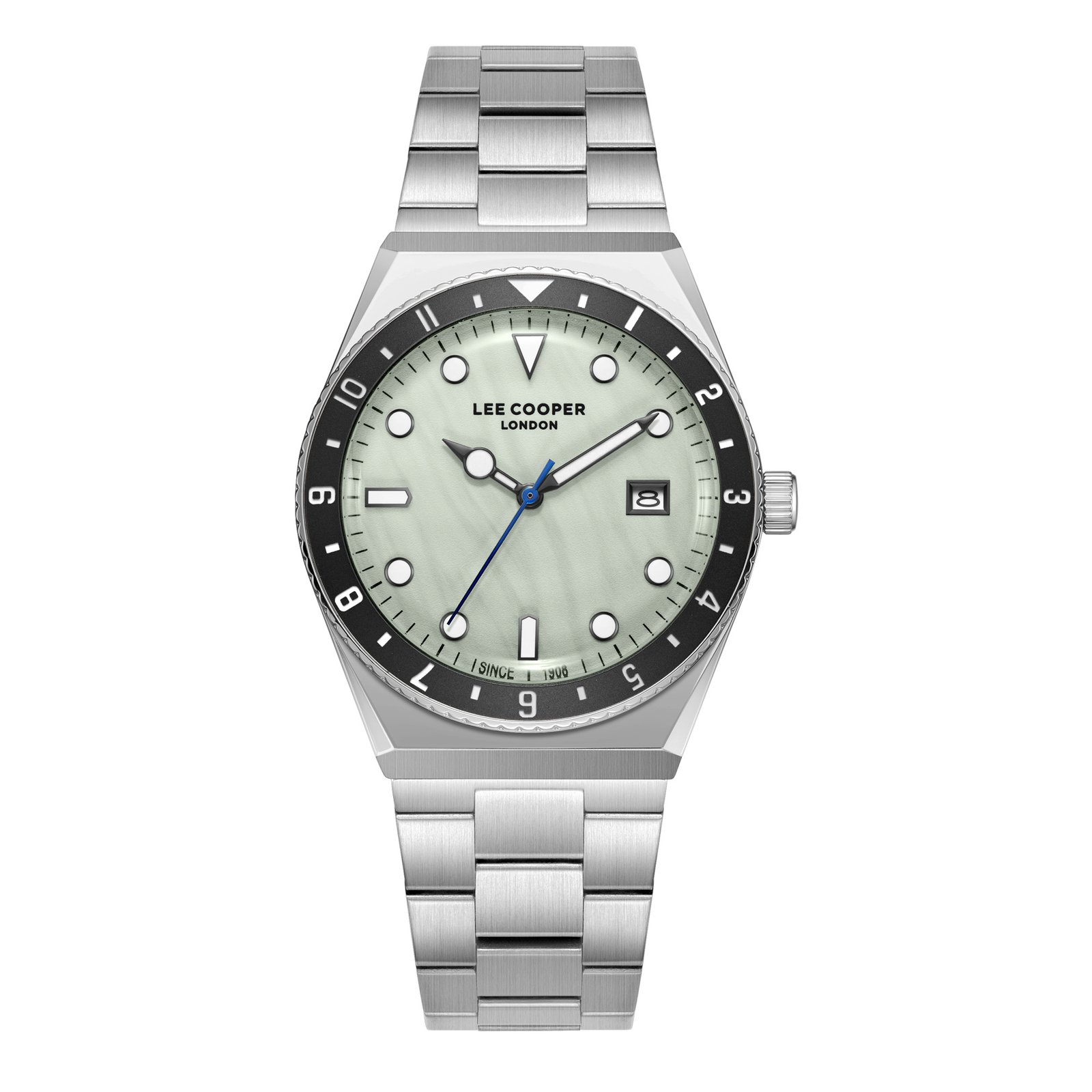 Lee Cooper Gents Multifunction Silver Case Silver Metal Band Blue Dial-LC08272.300