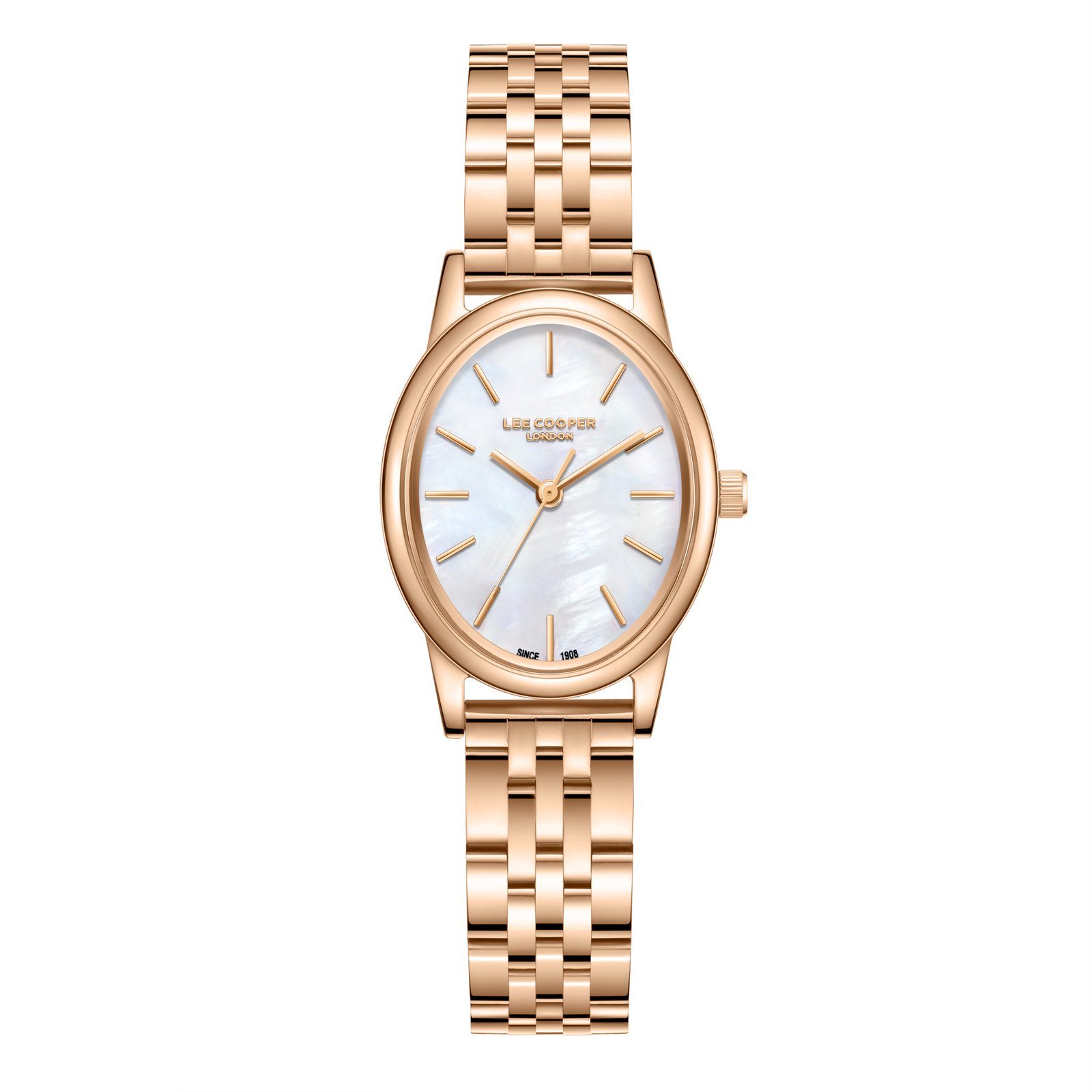 Lee Cooper Ladies 3H Fn Rose Gold Case Rose Gold Metal Band MOP Dial