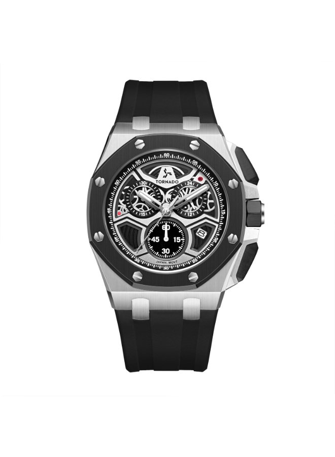 Tornado Men's Chronograph Black Dial Watch - T25103-SSBB