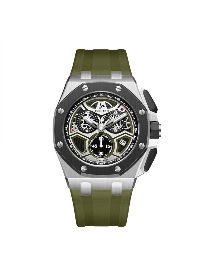 Tornado Lumina ChronospherE Men's Chronograph Green Dial Watch - T25103-SSHHB