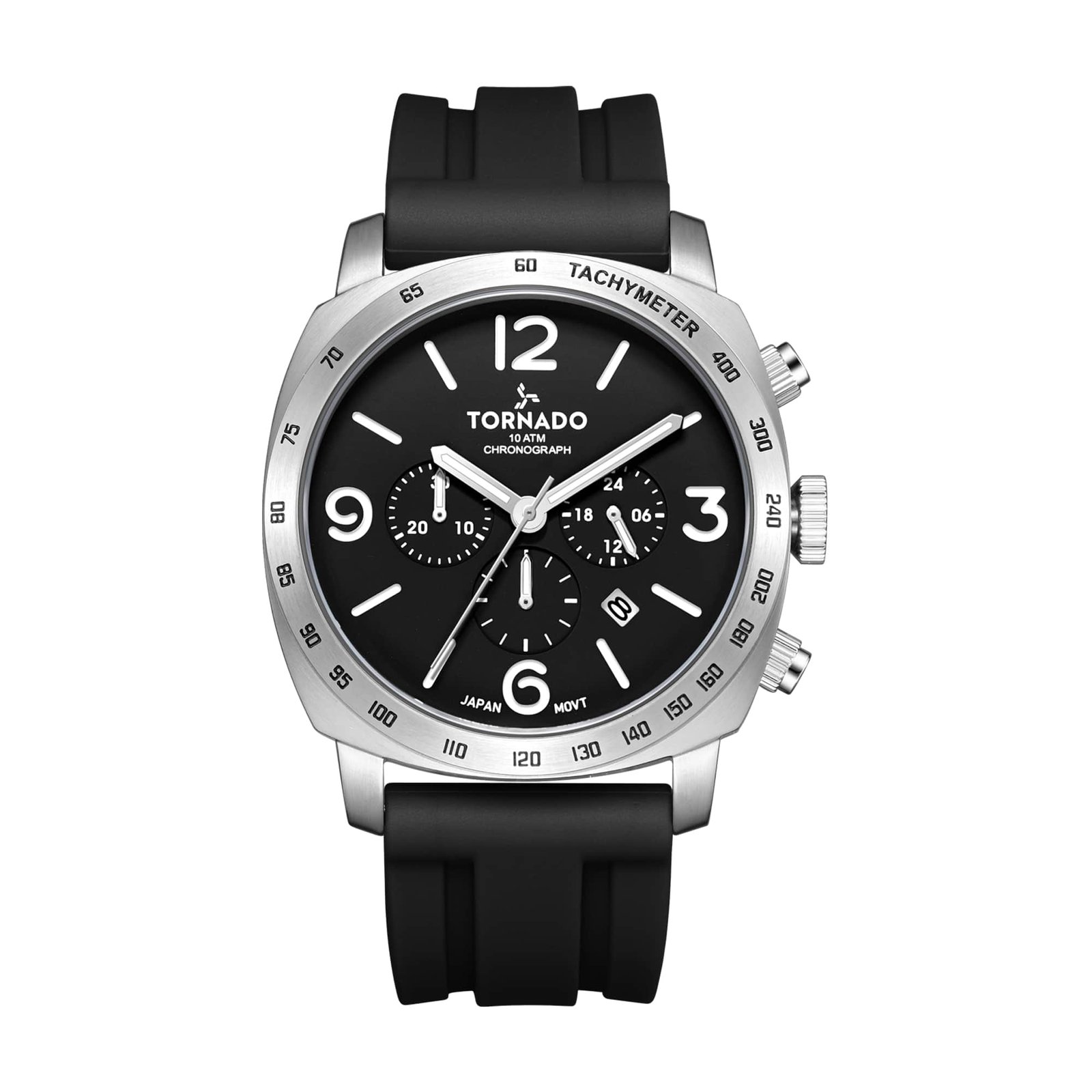 Tornado Men's Analog Black Dial Watch - T9102-SSBB